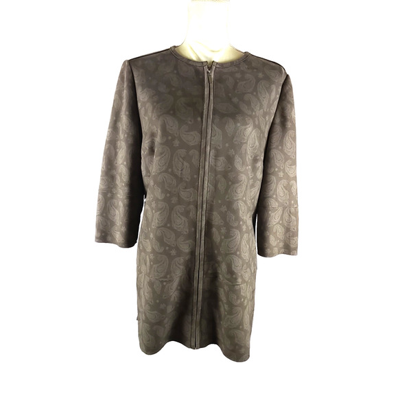 Chicos Women's Light Jacket Tunic Size 1 Medium 8/10 Grayish Green Long - Picture 1 of 9